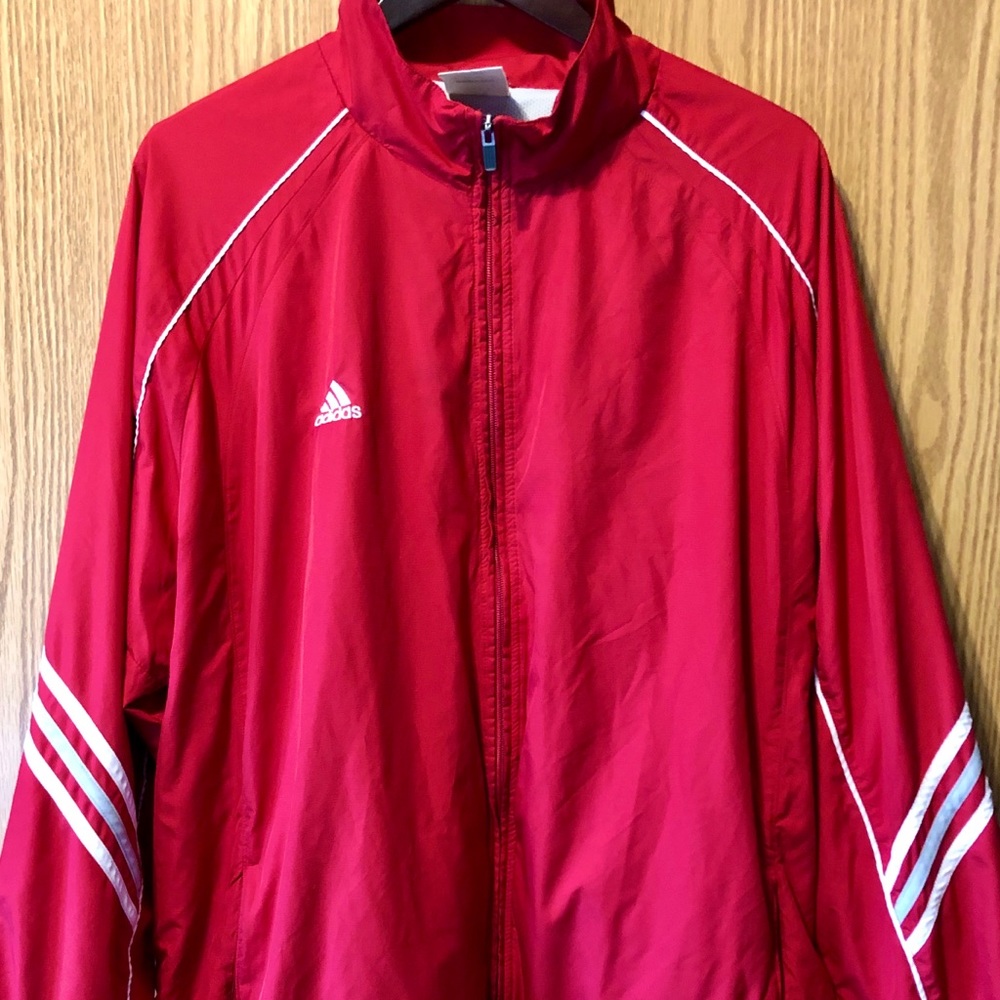 ADIDAS Climalite track jacket windbreaker Red XL